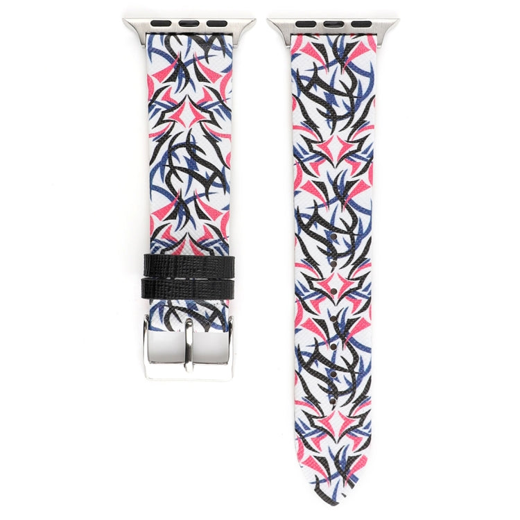 Bracelet de montre en cuir véritable imprimé épines pour Apple Watch Series 10 42 mm / 9, 8 et 7 41 mm / SE 3, SE 2, 6, SE 5 et 4 40 mm / 3, 2 et 1 38 mm, 40 mm