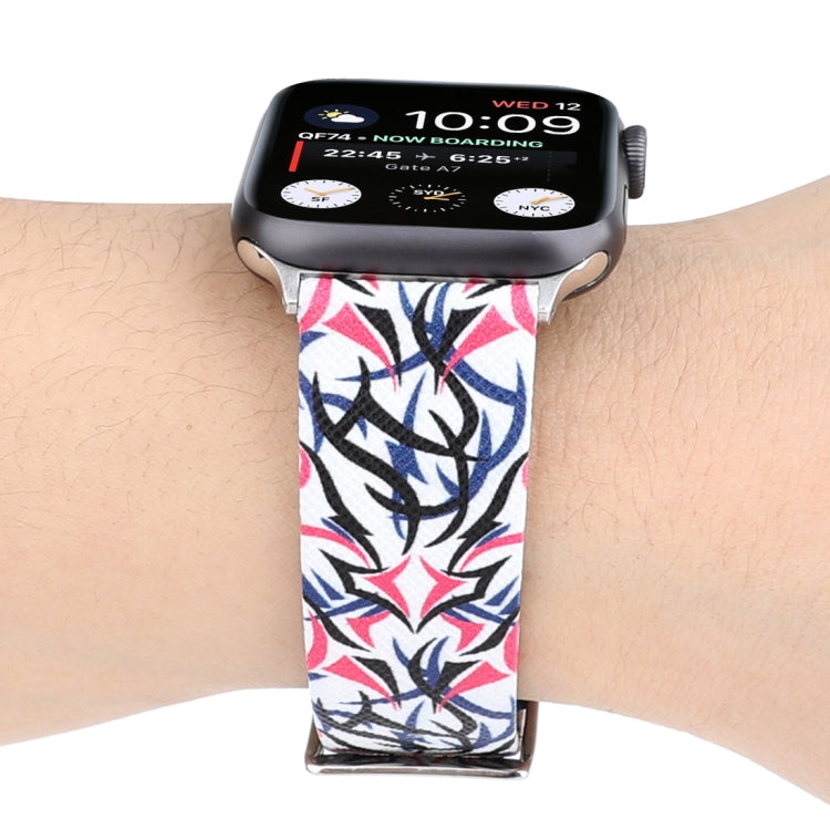 Bracelet de montre en cuir véritable imprimé épines pour Apple Watch Series 10 42 mm / 9, 8 et 7 41 mm / SE 3, SE 2, 6, SE 5 et 4 40 mm / 3, 2 et 1 38 mm, 40 mm