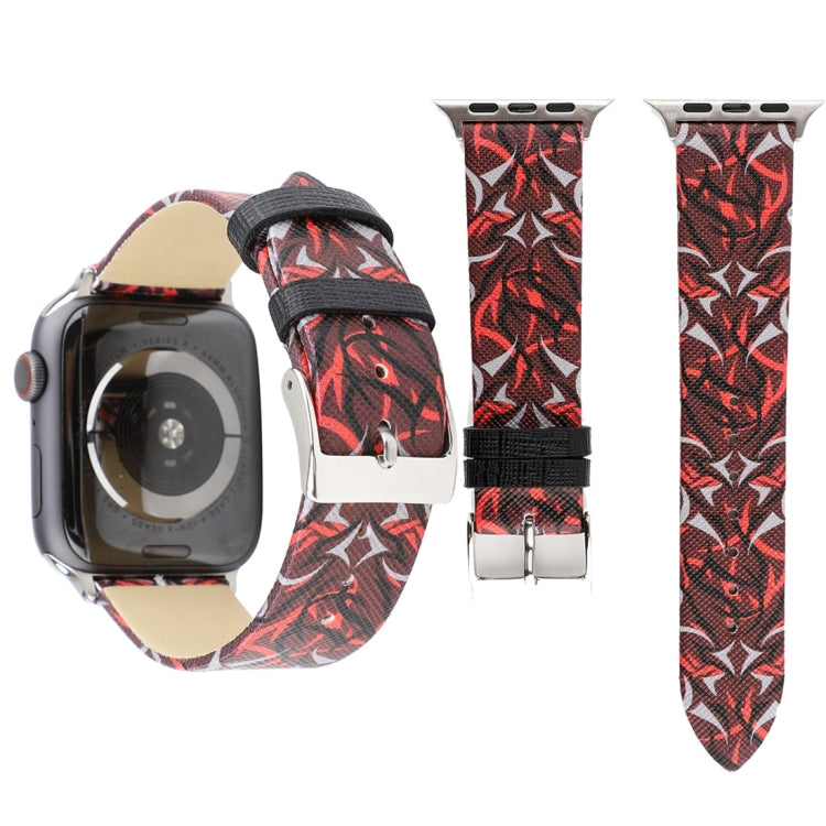 Bracelet de montre en cuir véritable imprimé épines pour Apple Watch Series 10 42 mm / 9, 8 et 7 41 mm / SE 3, SE 2, 6, SE 5 et 4 40 mm / 3, 2 et 1 38 mm, 40 mm
