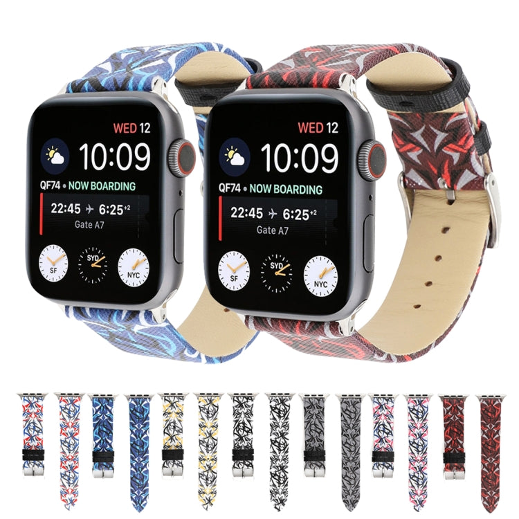 Bracelet de montre en cuir véritable imprimé épines pour Apple Watch Series 10 42 mm / 9, 8 et 7 41 mm / SE 3, SE 2, 6, SE 5 et 4 40 mm / 3, 2 et 1 38 mm, 40 mm
