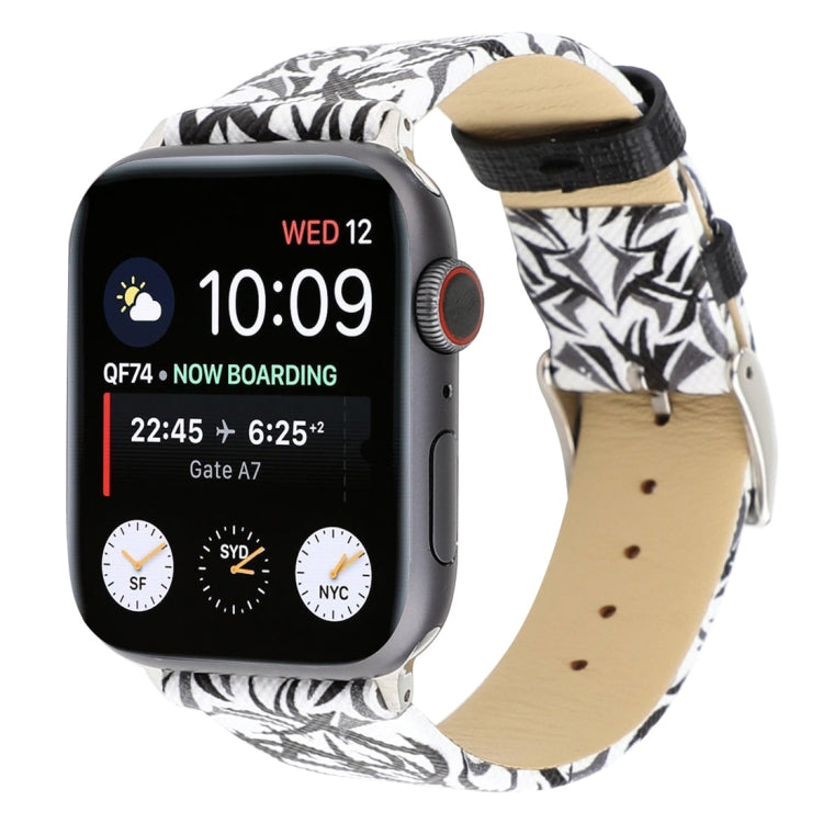 Bracelet de montre en cuir véritable imprimé épines pour Apple Watch Ultra 49 mm et Watch Ultra 2 49 mm / Series 10 46 mm / Series 9, 8 et 7 45 mm / SE 3, SE 2, 6, SE 5 et 4 44 mm / 3, 2 et 1 42 mm, 44 mm