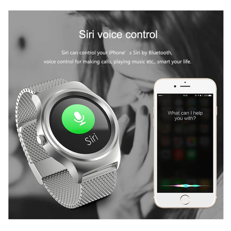 SMA-Round 1.28 inch Color Touch Screen Bluetooth Smart Watch, Waterproof, Support Voice Control / Heart Rate Monitor / Sleep Monitor / Bluetooth Camera, Compatible with Android and iOS System, SMA-Round/Silver Leather Strap, SMA-Round/Silver Steel Stra...