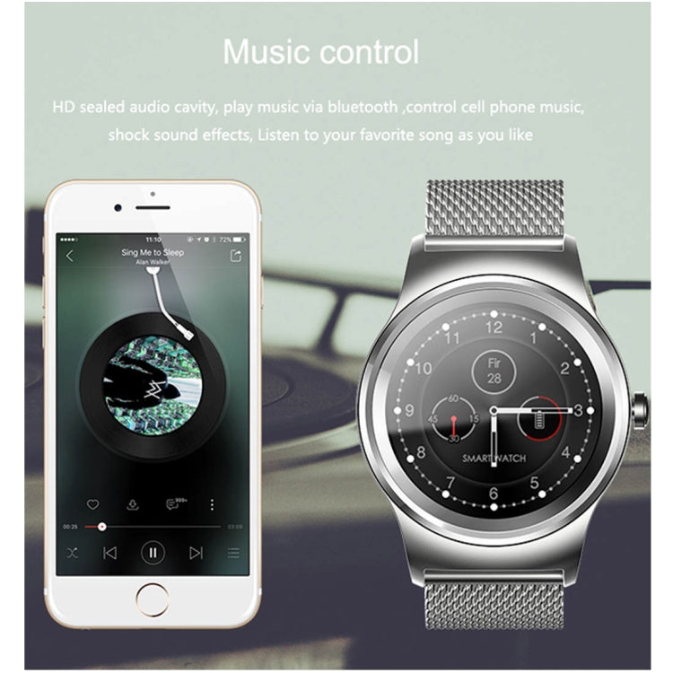 SMA-Round 1.28 inch Color Touch Screen Bluetooth Smart Watch, Waterproof, Support Voice Control / Heart Rate Monitor / Sleep Monitor / Bluetooth Camera, Compatible with Android and iOS System, SMA-Round/Silver Leather Strap, SMA-Round/Silver Steel Stra...