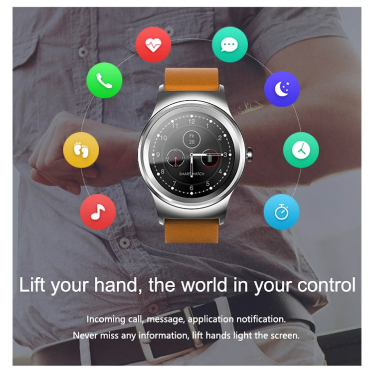 SMA-Round 1.28 inch Color Touch Screen Bluetooth Smart Watch, Waterproof, Support Voice Control / Heart Rate Monitor / Sleep Monitor / Bluetooth Camera, Compatible with Android and iOS System, SMA-Round/Silver Leather Strap, SMA-Round/Silver Steel Stra...