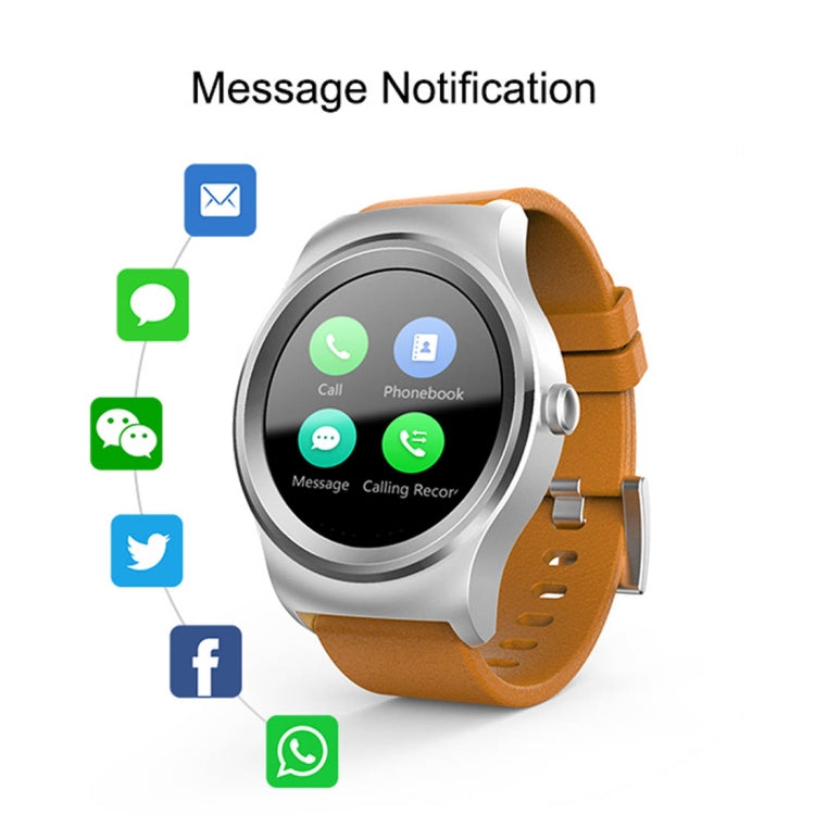 SMA-Round 1.28 inch Color Touch Screen Bluetooth Smart Watch, Waterproof, Support Voice Control / Heart Rate Monitor / Sleep Monitor / Bluetooth Camera, Compatible with Android and iOS System, SMA-Round/Silver Leather Strap, SMA-Round/Silver Steel Stra...