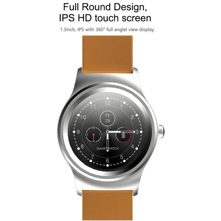 SMA-Round 1.28 inch Color Touch Screen Bluetooth Smart Watch, Waterproof, Support Voice Control / Heart Rate Monitor / Sleep Monitor / Bluetooth Camera, Compatible with Android and iOS System, SMA-Round/Silver Leather Strap, SMA-Round/Silver Steel Stra...