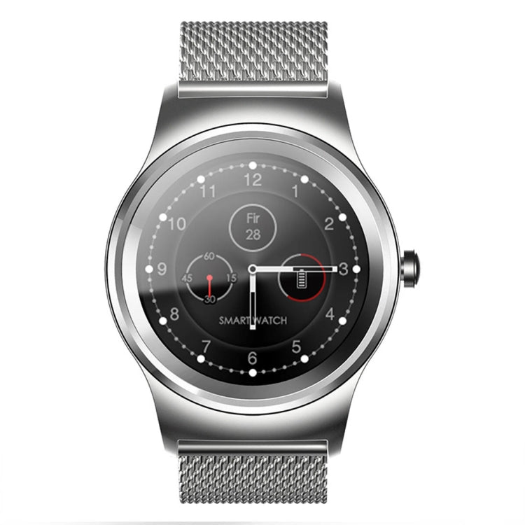 SMA-Round 1.28 inch Color Touch Screen Bluetooth Smart Watch, Waterproof, Support Voice Control / Heart Rate Monitor / Sleep Monitor / Bluetooth Camera, Compatible with Android and iOS System, SMA-Round/Silver Leather Strap, SMA-Round/Silver Steel Stra...