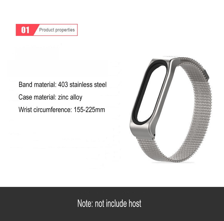 Mijobs Milan CS Metal Magnetic Watch Band for Xiaomi Mi Band 3 & 4 & 5 & 6, Host not Include