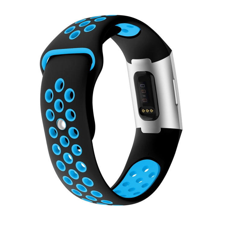 Two-color Round Hole Silicone Watch Band for Fitbit Charge 3, Watch Band Size:130-195mm