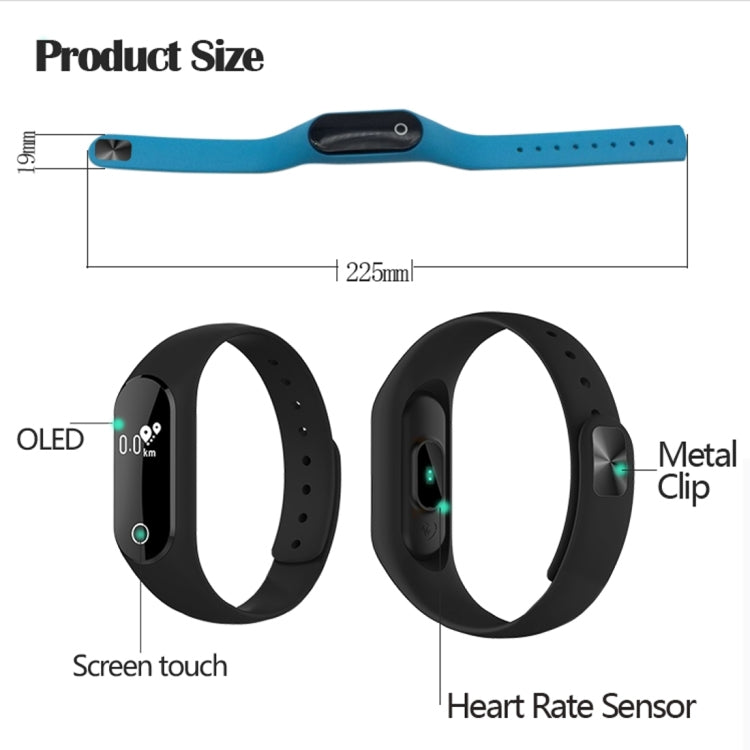 TLW25 0.42 inch OLED Display Bluetooth Smart Bracelet, IP66 Waterproof, Support Heart Rate Monitor / Pedometer / Calls Remind / Sleep Monitor / Sedentary Reminder / Alarm / Remote Capture, Compatible with Android and iOS Phones, 25 Black, 25 Blue