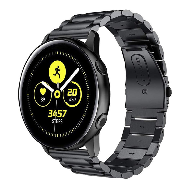 Bracelet de montre en acier inoxydable massif à 3 perles avec boucle Slingshot pour Galaxy Watch Active 20 mm