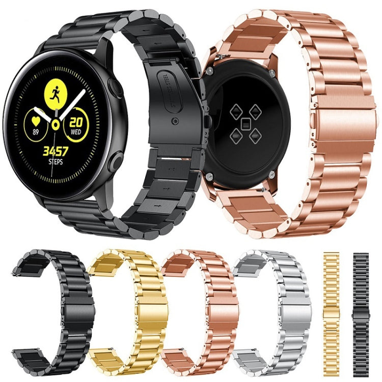 Bracelet de montre en acier inoxydable massif à 3 perles avec boucle Slingshot pour Galaxy Watch Active 20 mm