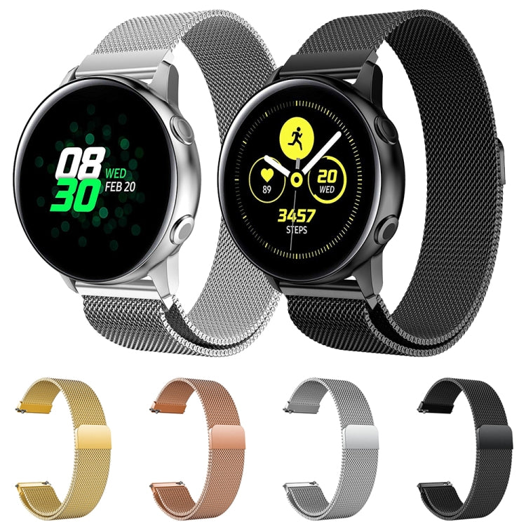 Bracelet de montre magnétique Milanis en maille d'acier inoxydable pour Galaxy Watch Active 20 mm