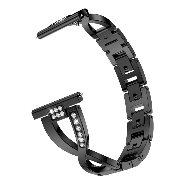 Bracelet de montre en acier inoxydable avec diamants en forme de X pour Galaxy Watch Active 20 mm