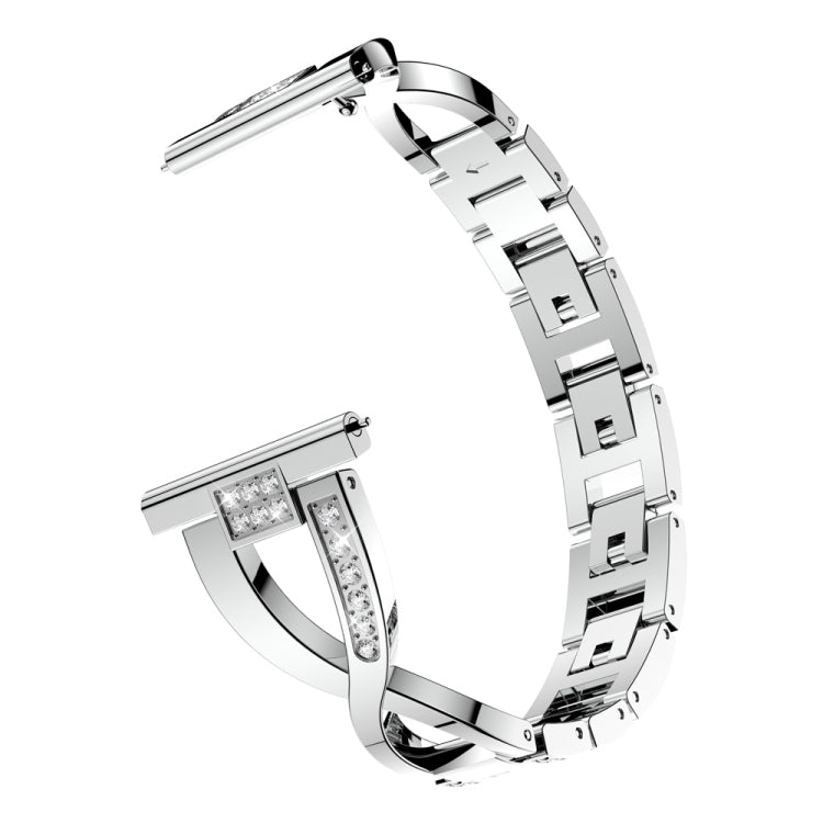 Bracelet de montre en acier inoxydable avec diamants en forme de X pour Galaxy Watch Active 20 mm