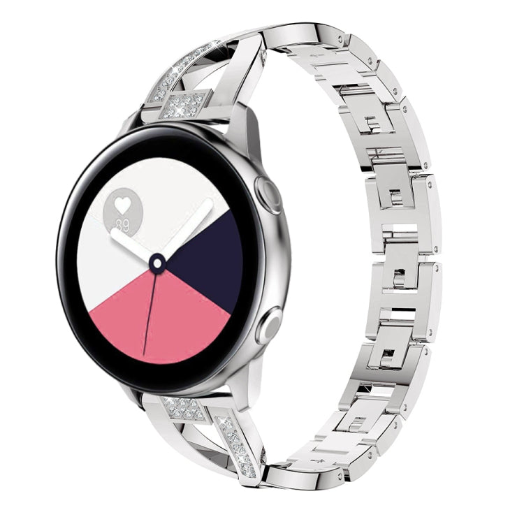 Bracelet de montre en acier inoxydable avec diamants en forme de X pour Galaxy Watch Active 20 mm