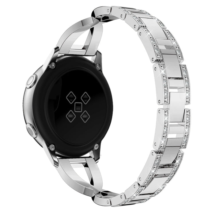 Bracelet de montre en acier inoxydable avec diamants en forme de X pour Galaxy Watch Active 20 mm