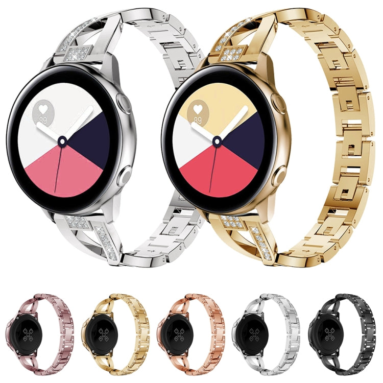 Bracelet de montre en acier inoxydable avec diamants en forme de X pour Galaxy Watch Active 20 mm
