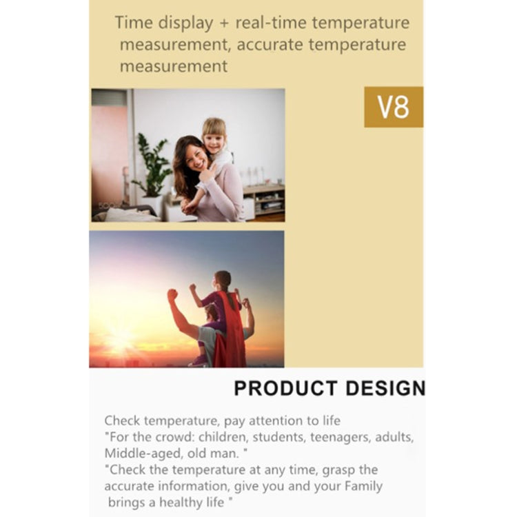 V8 Smart Temperature Monitoring Bracelet, Temperature Measurement Range: 30-45 Degrees Celsius