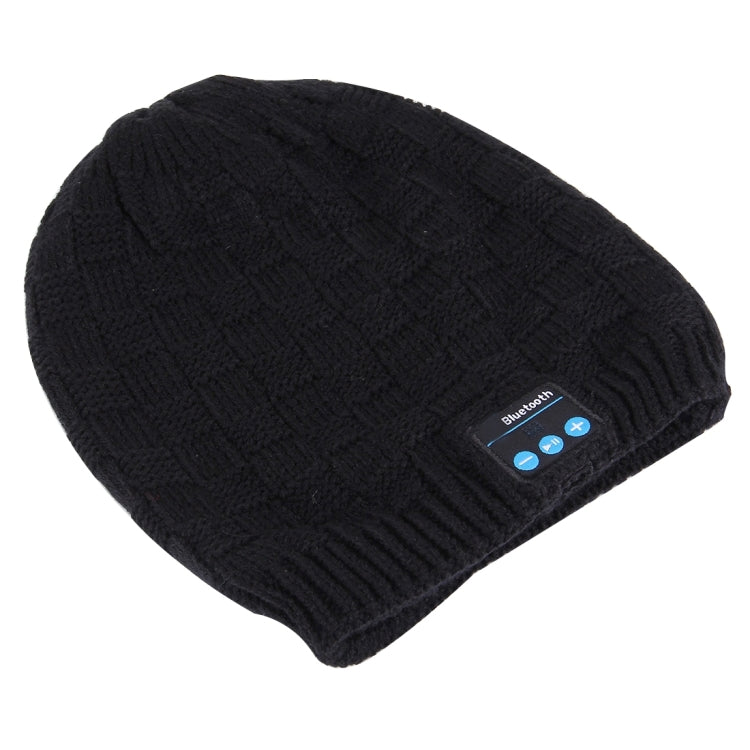 Square Textured Knitted Bluetooth Headset Warm Winter Hat with Mic for Boy & Girl & Adults