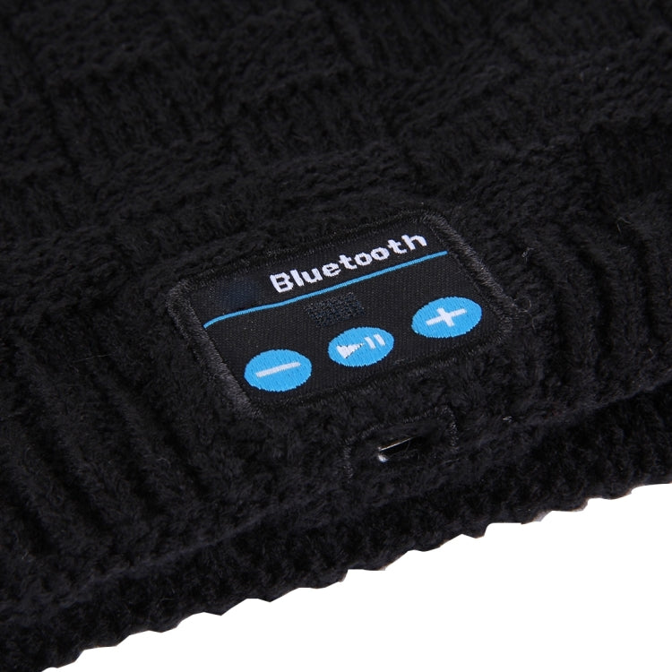 Square Textured Knitted Bluetooth Headset Warm Winter Hat with Mic for Boy & Girl & Adults