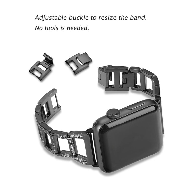 Colorful Diamond Stainless Steel Watch Band for Apple Watch Series 10 42mm / 9&8&7 41mm / SE 3&SE 2&6&SE&5&4 40mm / 3&2&1 38mm