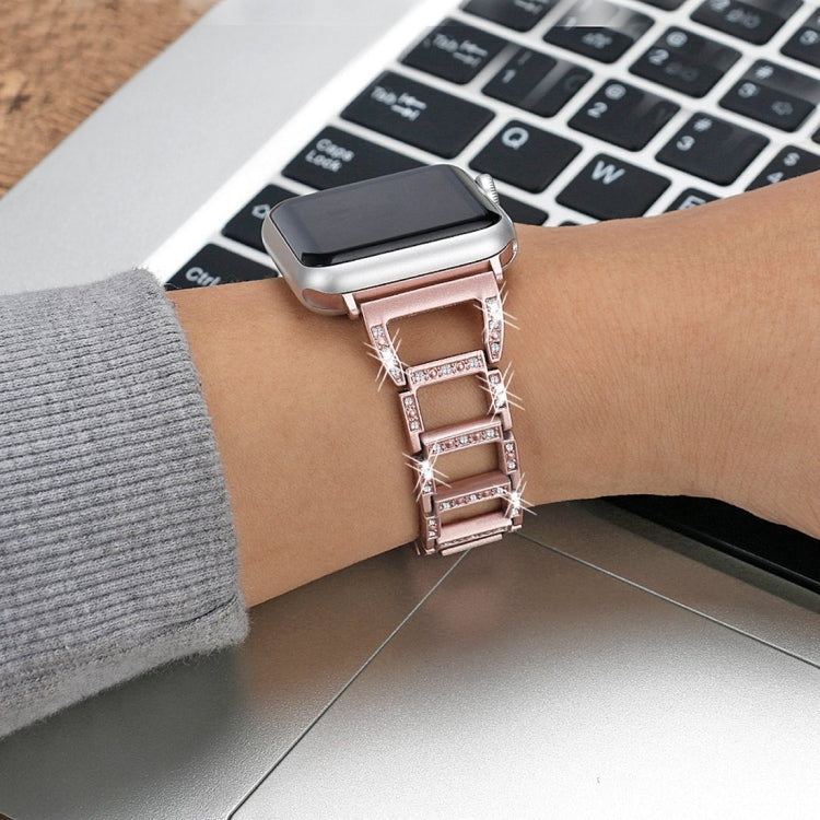 Colorful Diamond Stainless Steel Watch Band for Apple Watch Series 10 42mm / 9&8&7 41mm / SE 3&SE 2&6&SE&5&4 40mm / 3&2&1 38mm