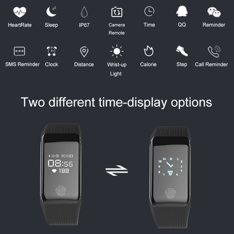 Bracelet connecté TLW B3 avec écran OLED de 0,66 pouce, étanchéité IP67, mode sport, fréquence cardiaque continue, sommeil, rappel d'informations, B3 noir, B3 bleu, B3 rouge