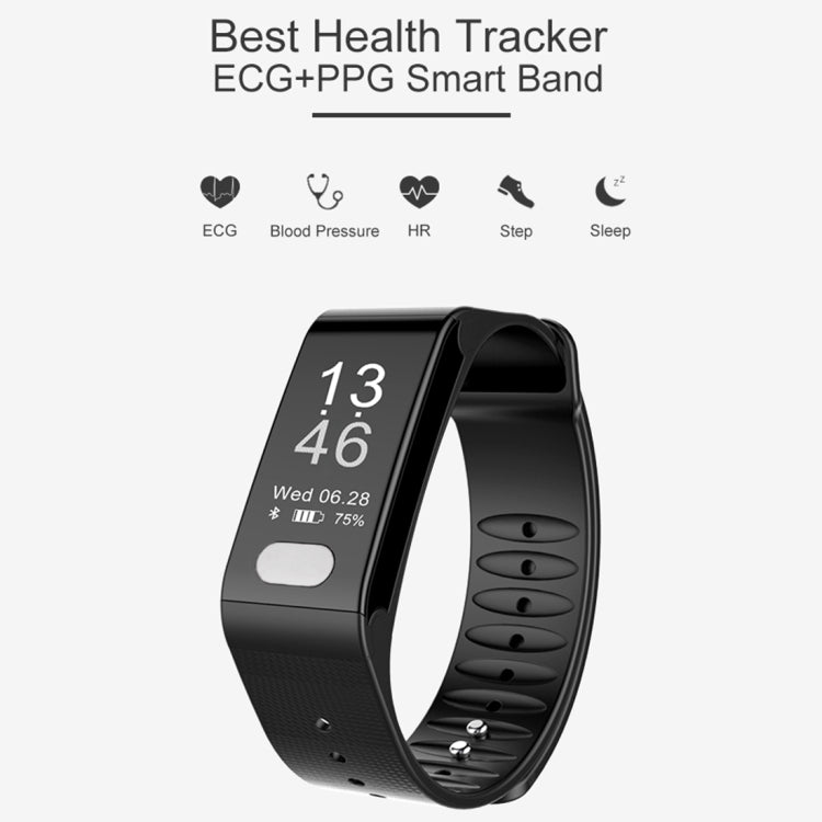 Bracelet connecté TLW T6 avec écran OLED de 0,96 pouce, compatible avec les modes sport, ECG, fréquence cardiaque, tension artérielle et sommeil, T6 noir, T6 bleu, T6 rouge