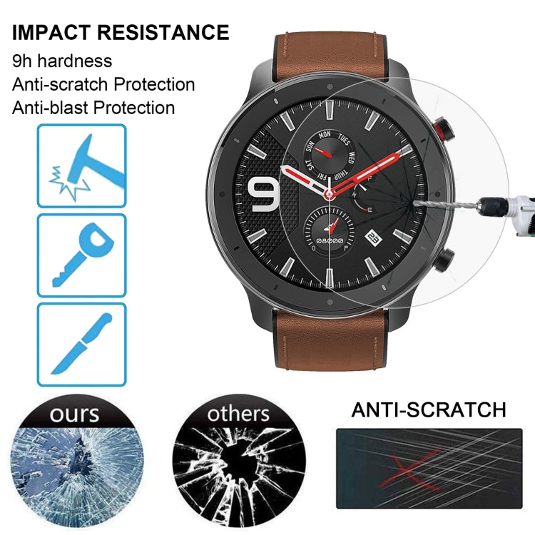 Protection d'écran en verre trempé 0,26 mm 2,5D 9H pour Amazfit GTR 47 mm