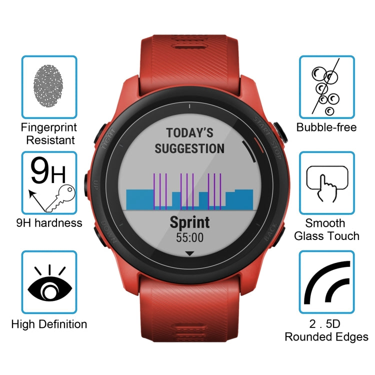 For Garmin Forerunner 745 0.26mm 2.5D 9H Tempered Glass Film Screen Protector, For Garmin Forerunner 745