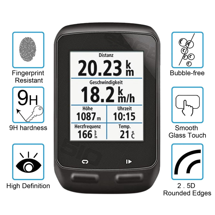 For Garmin Edge 510 0.26mm 2.5D 9H Tempered Glass Film Screen Protector, For Garmin Edge 510