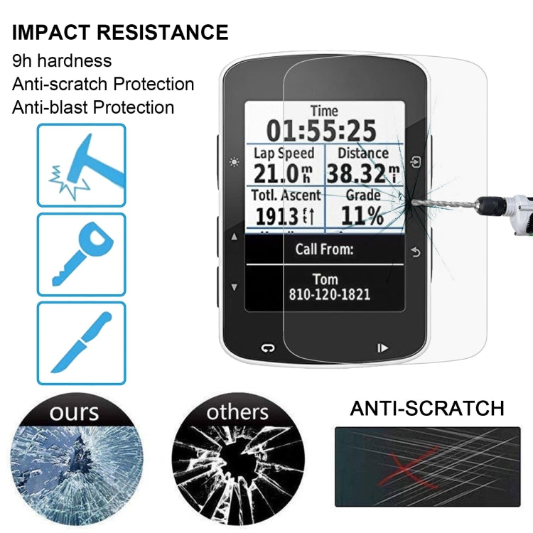For Garmin Edge 520 0.26mm 2.5D 9H Tempered Glass Film Screen Protector, For Garmin Edge 520