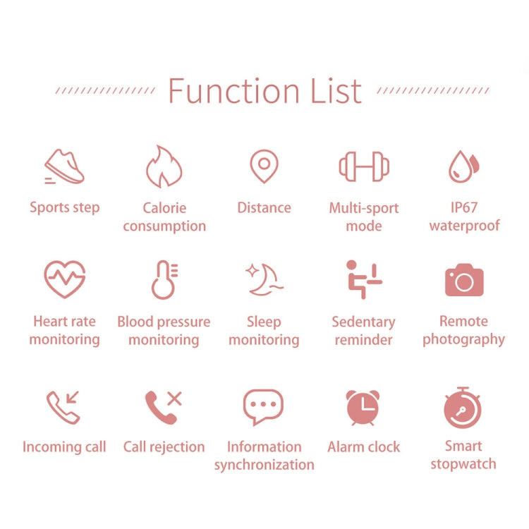 AK15 Fashion Smart Female Bracelet, 1.08 inch Color LCD Screen, IP67 Waterproof, Support Heart Rate Monitoring / Sleep Monitoring / Remote Photography