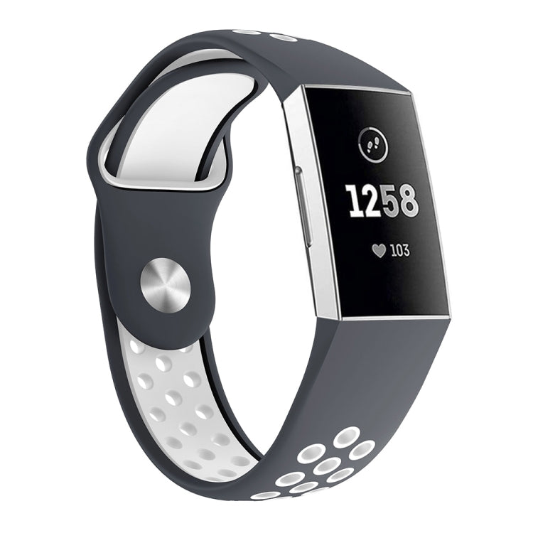 Two-color Round Hole Silicone Watch Band for Fitbit Charge 3, Watch Band Size:130-195mm