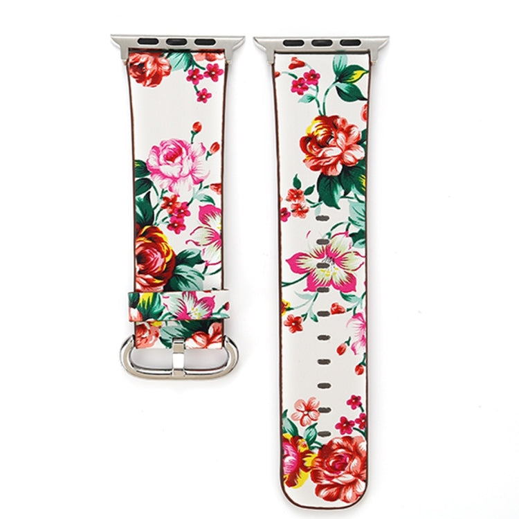For Apple Watch Ultra 49mm&Watch Ultra 2 49mm / Series 10 46mm / 9&8&7 45mm / SE 3&SE 2&6&SE&5&4 44mm / 3&2&1 42mm Fashion Pastoralism Style Little Floral Pattern Women Watch Leather Watch Band, For 42mm B, For 42mm C, For 42mm D, For 42mm E, For 42mm ...