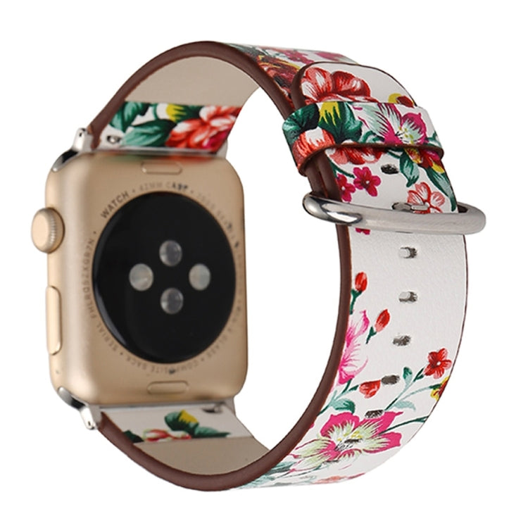 For Apple Watch Ultra 49mm&Watch Ultra 2 49mm / Series 10 46mm / 9&8&7 45mm / SE 3&SE 2&6&SE&5&4 44mm / 3&2&1 42mm Fashion Pastoralism Style Little Floral Pattern Women Watch Leather Watch Band, For 42mm B, For 42mm C, For 42mm D, For 42mm E, For 42mm ...