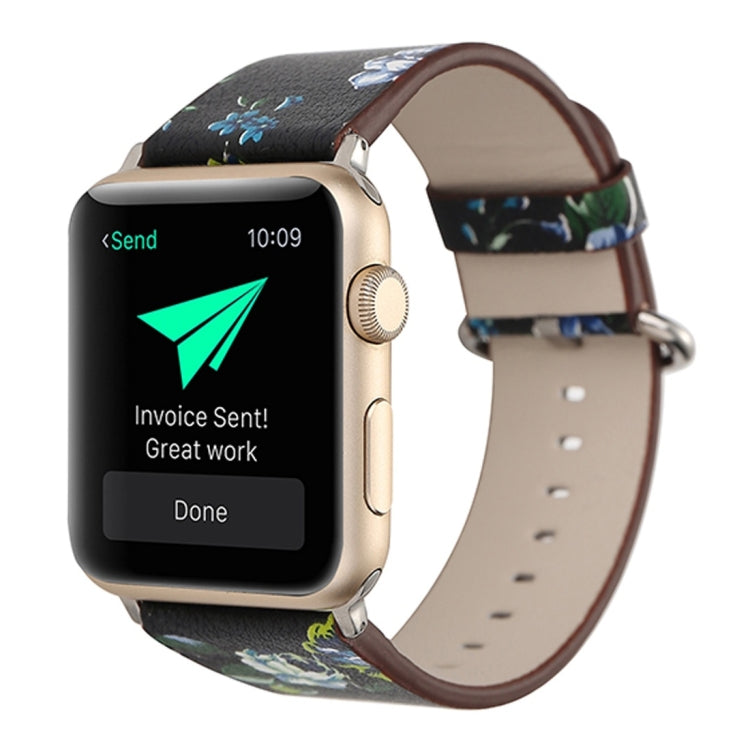 For Apple Watch Ultra 49mm&Watch Ultra 2 49mm / Series 10 46mm / 9&8&7 45mm / SE 3&SE 2&6&SE&5&4 44mm / 3&2&1 42mm Fashion Pastoralism Style Little Floral Pattern Women Watch Leather Watch Band, For 42mm C, For 42mm D, For 42mm E, For 42mm F, For 42mm ...