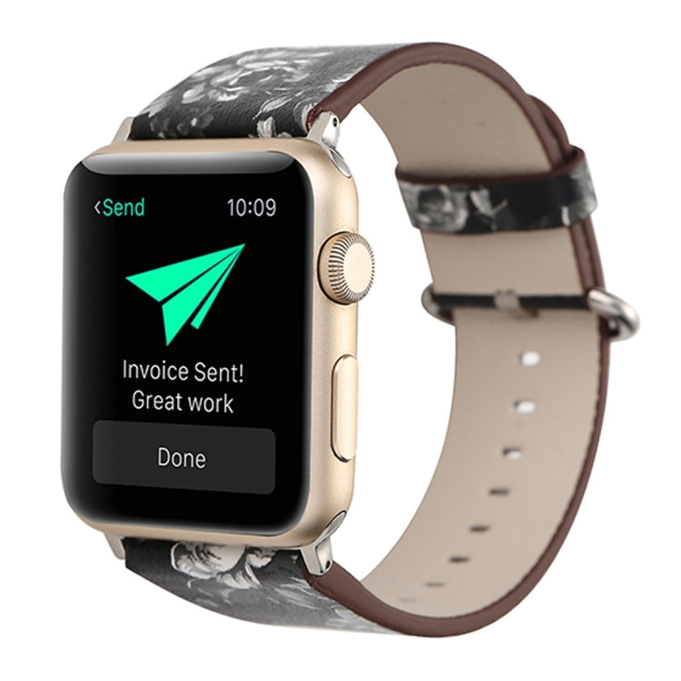 For Apple Watch Ultra 49mm&Watch Ultra 2 49mm / Series 10 46mm / 9&8&7 45mm / SE 3&SE 2&6&SE&5&4 44mm / 3&2&1 42mm Fashion Pastoralism Style Little Floral Pattern Women Watch Leather Watch Band, For 42mm C, For 42mm D, For 42mm E, For 42mm F, For 42mm ...