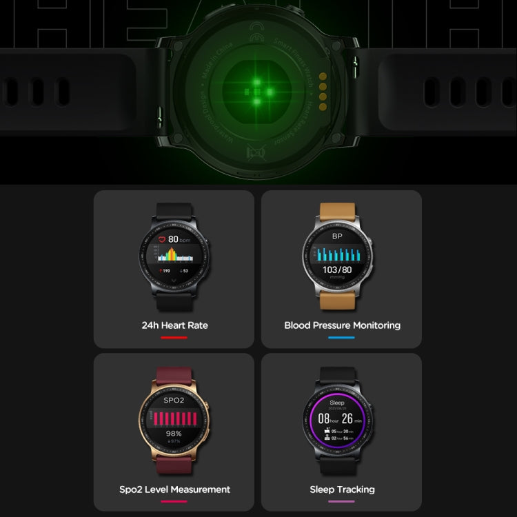 Montre connectée Zeblaze GTR2 avec écran tactile couleur de 1,28 pouce, Bluetooth 5.0, étanche IP68, prise en charge du suivi du sommeil, de la fréquence cardiaque et de la pression artérielle