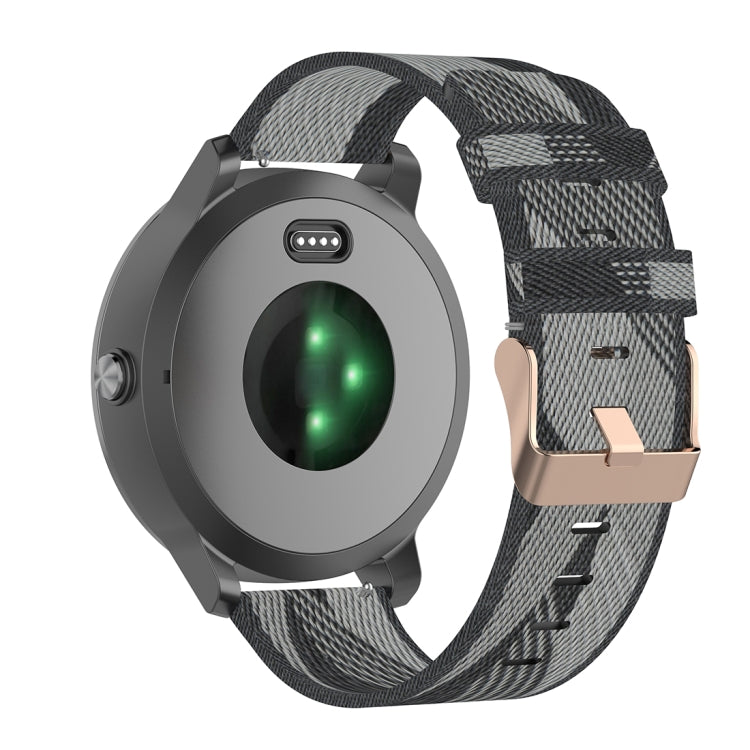 Bracelet de montre en nylon tissé rayé 20 mm pour Garmin Venu, Vivomove 3, Vivoactive 3, Forerunner 245/645