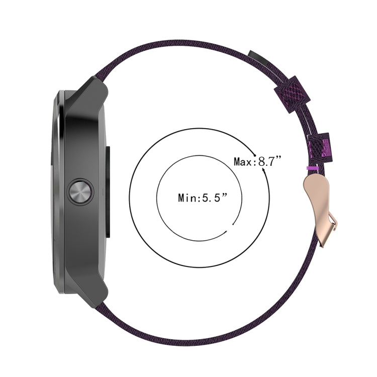 Bracelet de montre en nylon tissé rayé 20 mm pour Garmin Venu, Vivomove 3, Vivoactive 3, Forerunner 245/645
