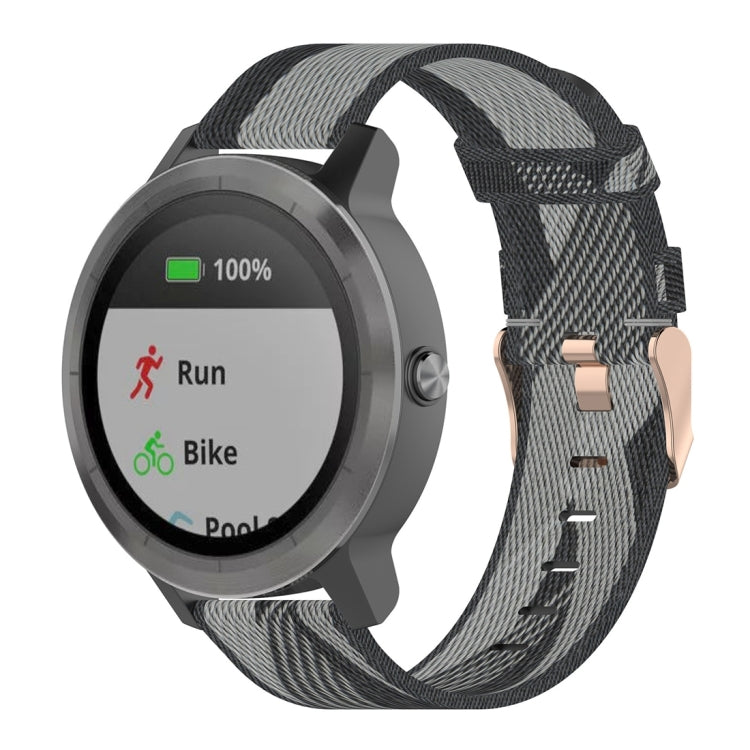 Bracelet de montre en nylon tissé rayé 20 mm pour Garmin Venu, Vivomove 3, Vivoactive 3, Forerunner 245/645