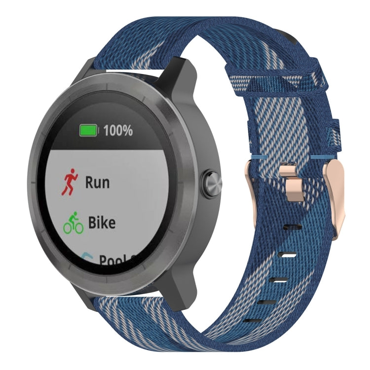 Bracelet de montre en nylon tissé rayé 20 mm pour Garmin Venu, Vivomove 3, Vivoactive 3, Forerunner 245/645