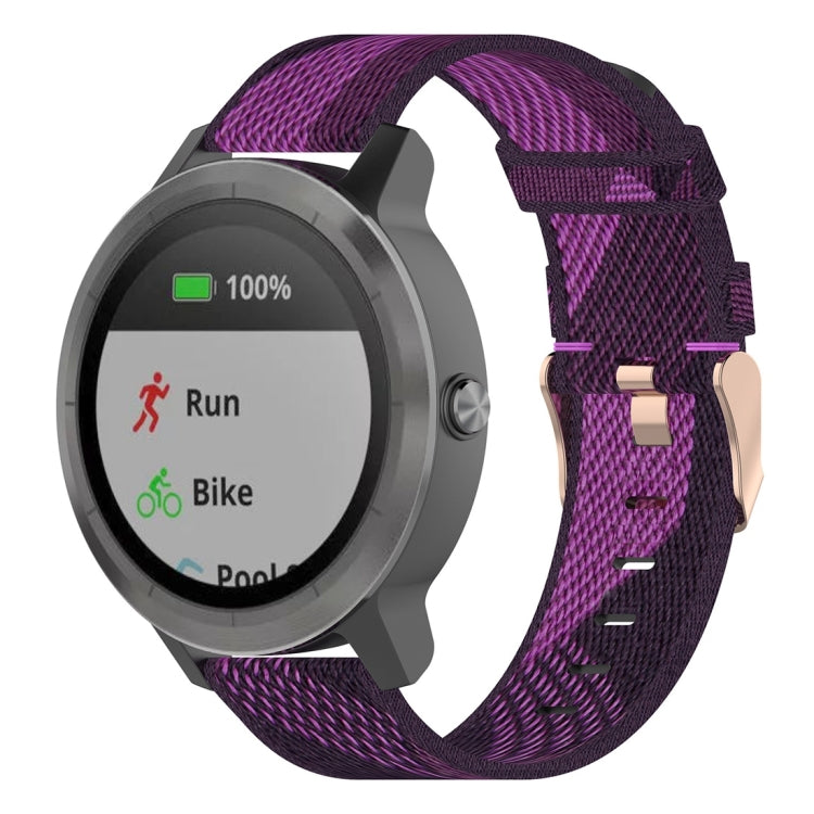 Bracelet de montre en nylon tissé rayé 20 mm pour Garmin Venu, Vivomove 3, Vivoactive 3, Forerunner 245/645