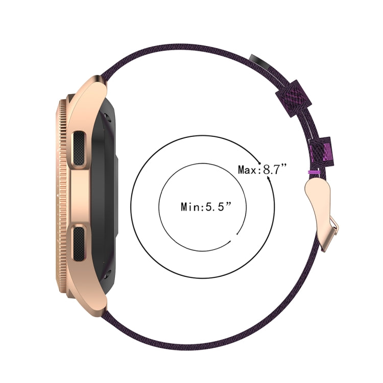 Bracelet de montre en nylon tissé rayé 20 mm pour Galaxy Watch 42 mm, Galaxy Active / Active 2, Gear Sport, S2 Classic