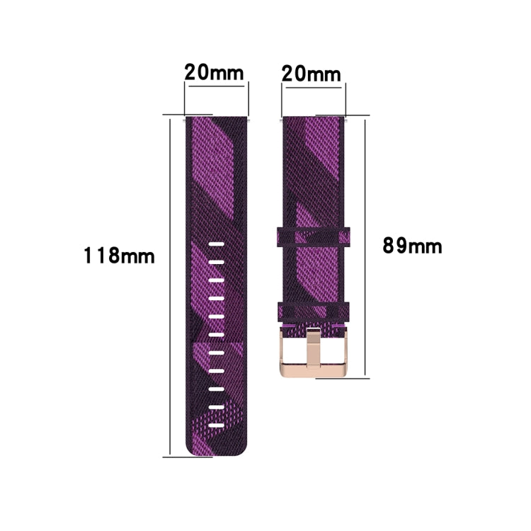 Bracelet de montre en nylon tissé rayé 20 mm pour Galaxy Watch 42 mm, Galaxy Active / Active 2, Gear Sport, S2 Classic