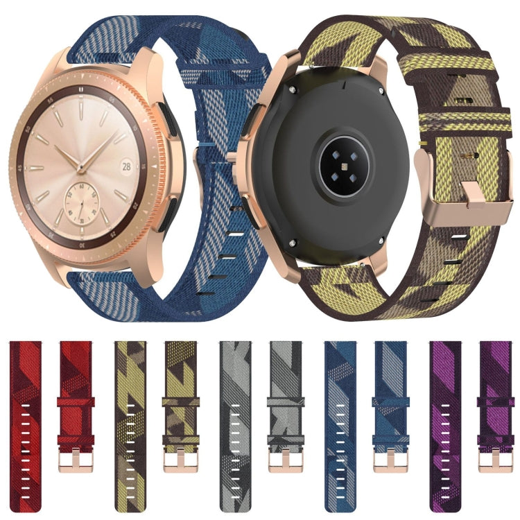 Bracelet de montre en nylon tissé rayé 20 mm pour Galaxy Watch 42 mm, Galaxy Active / Active 2, Gear Sport, S2 Classic