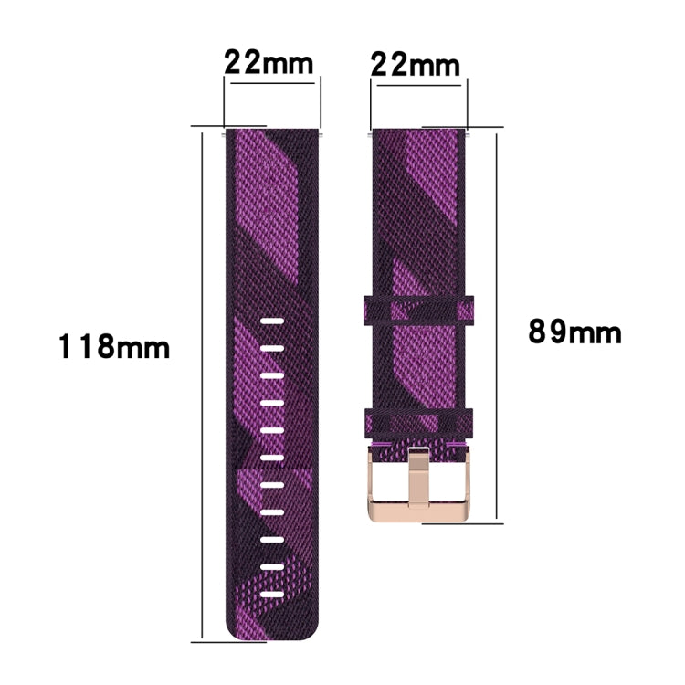 Bracelet de montre en nylon tissé rayé 22 mm pour montre connectée hybride Fossil HR, Explorist HR et Sport pour homme de 4e génération