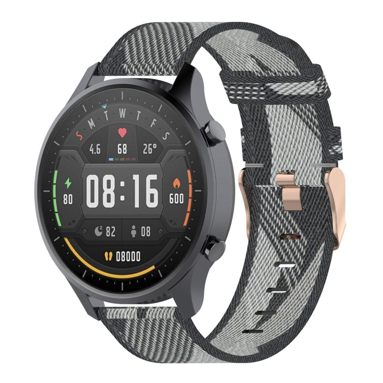 Bracelet de montre en nylon tissé rayé de 22 mm pour Xiaomi Mi Watch Color et Garmin Vivoactive 4